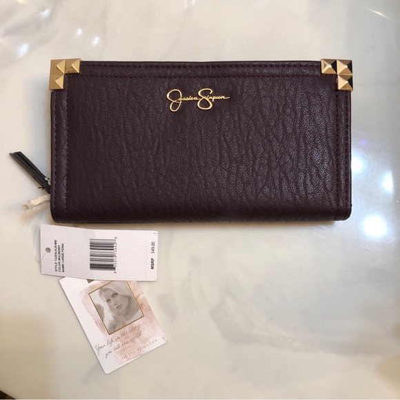 Jessica Simpson Large Fiona Faux Leather Wallet Color Mulberry NWT - Picture 9 of 13